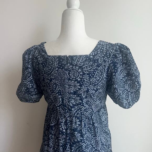 Madewell Poplin Puff-Sleeve Tiered Babydoll Dress in Paisley Garden Size 4 - Picture 5 of 7
